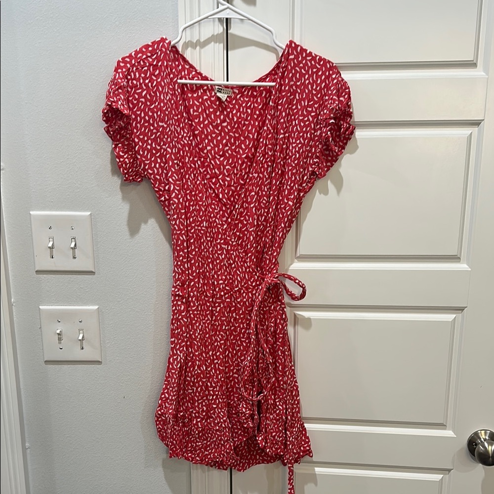 Billabong Red and White Wrap Dress